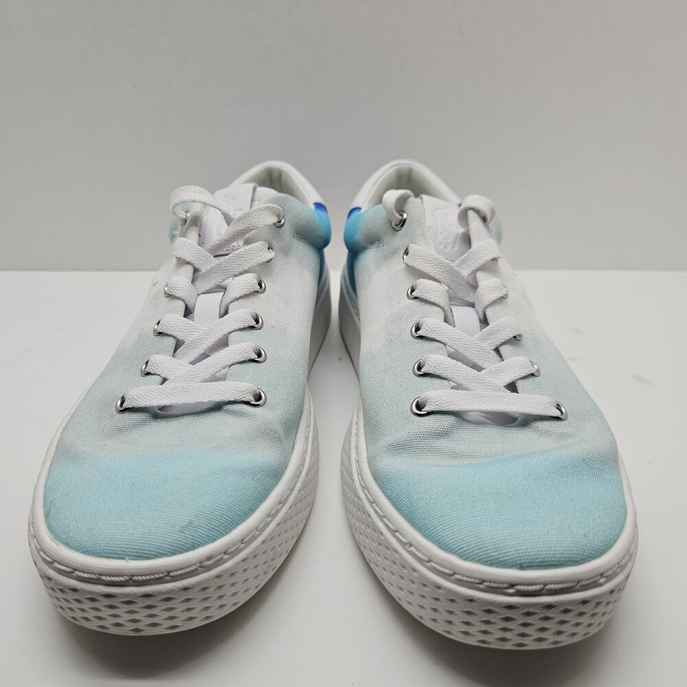 Polo Ralph Lauren Court125 Shoes Womens Tie Dye Turquoise Royal Aqua Canvas 6.5 - Picture 3 of 8